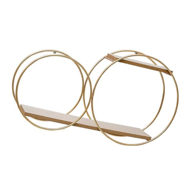 

hooks & rails 1pc wall hanging storage basket plank compartment shelf decoration (golden)