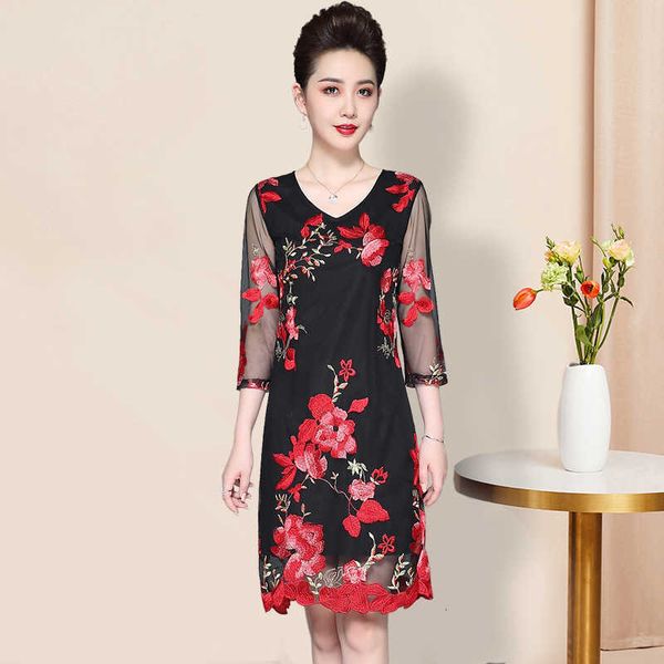 

luxury party evening dress middle aged 2021 spring and summer mh embroidery gao guixi -in-law gift 's, White;pink