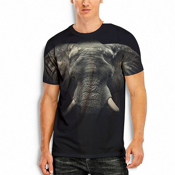 

men's t shirt shirt 3d print 3d elephant animal round neck daily holiday 3d print short sleeve casual black / summer 34gl#, White;black