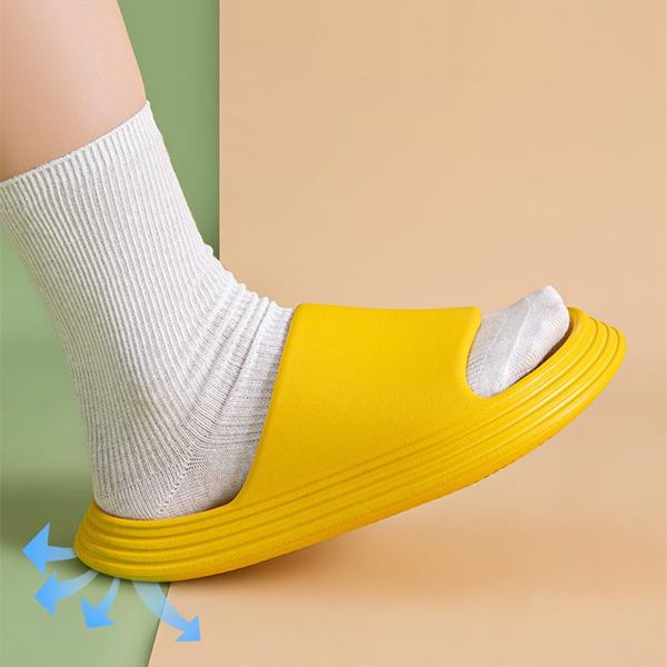 

house men women bath slippers quick drying soft sole open toe thick heel flat shoes solid bathroom non-slip couple, Black