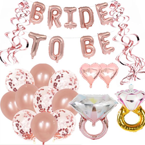

rose gold spiral streamers bride to be letter foil balloon bachelorette party decoration hen party wedding bridal shower plie