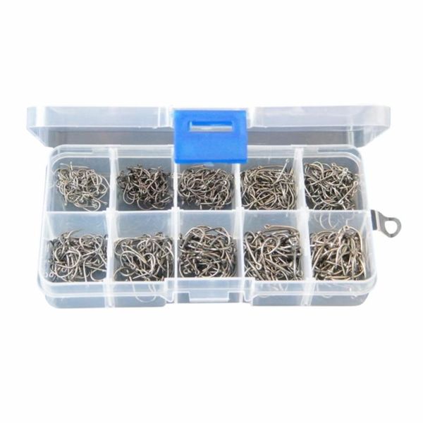 

carbon steel fishing hook fishhooks hooks with hole tackle box 500 pcs useful