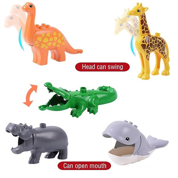 

3Pieces/LotBig Size DIY Building Blocks Animal Accessories Figures Lion Panda Compatible with Big Size Bricks Toys for Children Kids Gifts