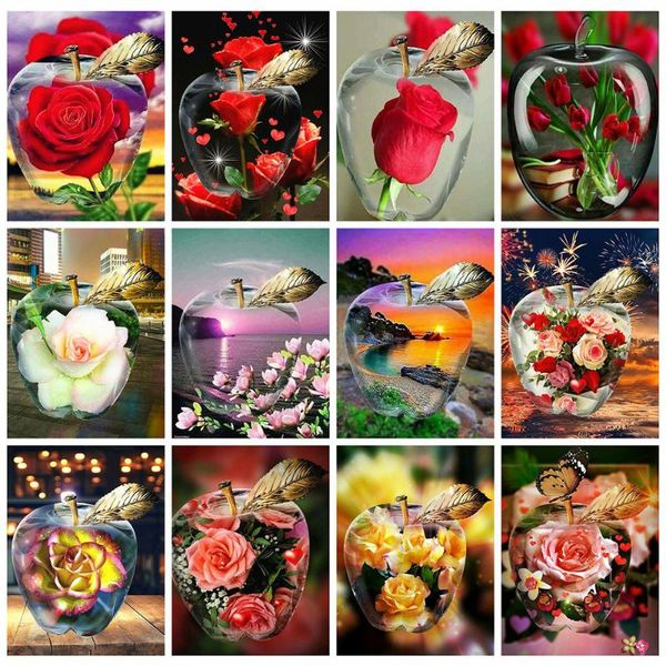 

diamond painting yi bright kit landscape flower 5d embroidery cross stitch apple pictures of rhinestones mosaic craft
