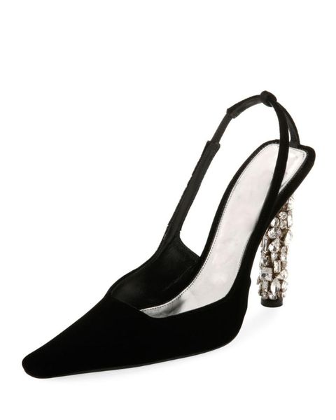 

dress shoes velour black pointed toe high heel crystal pumps designer women