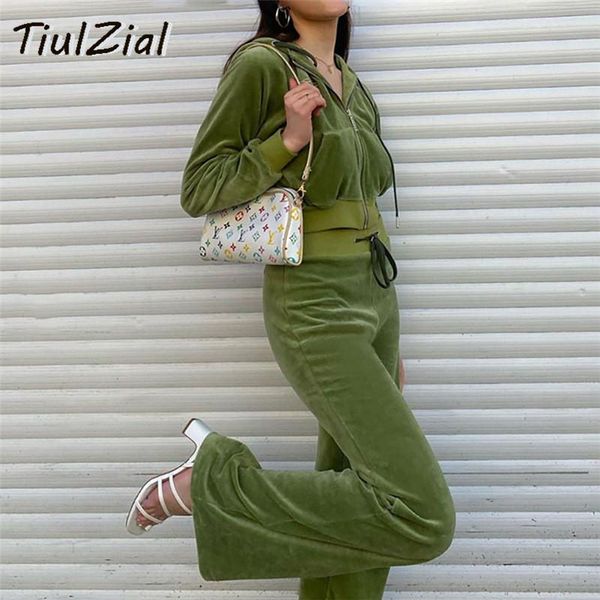 

women's two piece pants tiulzial sportswear matching women outfit zipper hooded croped sweatshirt and high waist pant 2021 one set trac, White