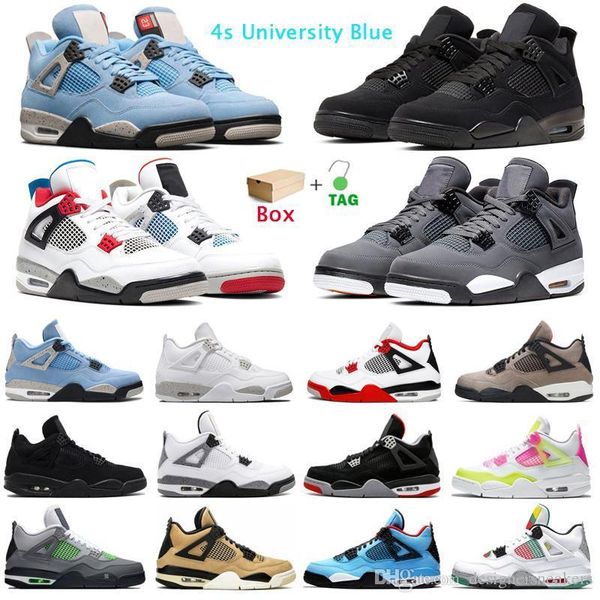 

2021 high jordan's men women basketball shoes jordan4s jordan 4s black cat desert moss taupe haze university blue with box