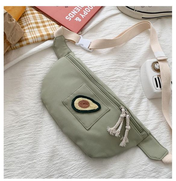 

waist bags casual canvas embroidered women shopping fruit embroidery chest all-match bag 2021