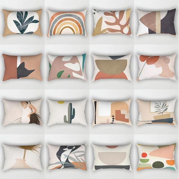 

pillow case imixlot brown geometric abstract art stripe rectangular cushion cover 30x50 cm bedroom living room stylish home