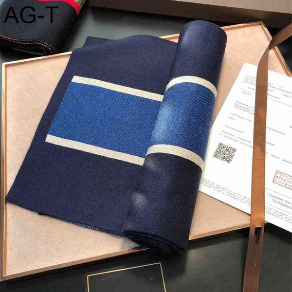 

classic selling men and women universal autumn and winter letter strip wool scarf size 180*30cm, Blue;gray