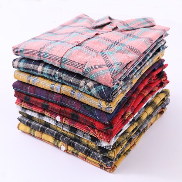 

t-shirt t-shirt spring and summer ten color plaid shirt women's long sleeve loose coat korean versatile s28118, White