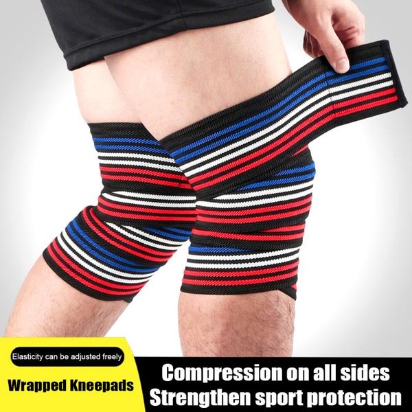 

elbow & knee pads elastic bandages cross fit fitness pressurized straps gym weight lifting squats leg compression training wraps 8*180cm 1pc, Black;gray