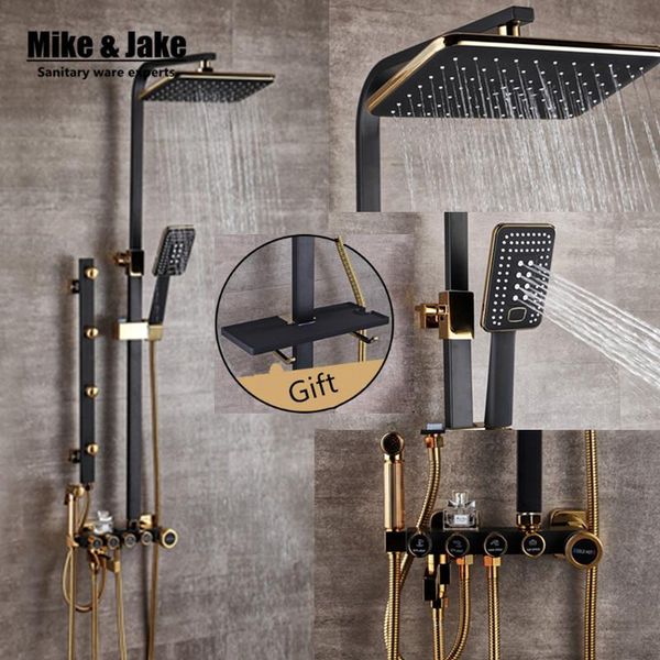 

bathroom luxury black golden shower set with bidet shelf gold faucet bathtub sets