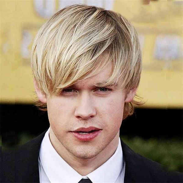 

gold 2021 new light short hair men's chemical fiber headwear wig, Black