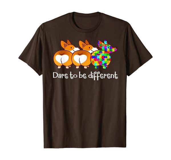 

dare to be different t-shirt corgi dog autism awareness, White;black