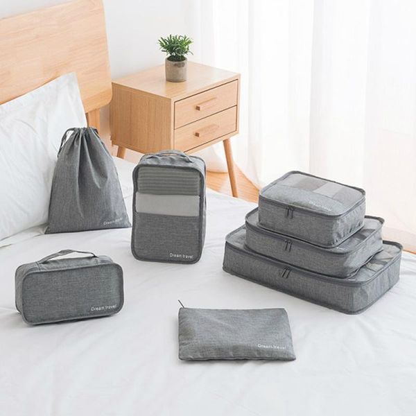 

duffel bags 7 pcs/set portable luggage travel bag sorting organizer family clothes shoe pouch large capacity packaging cube tote accessories
