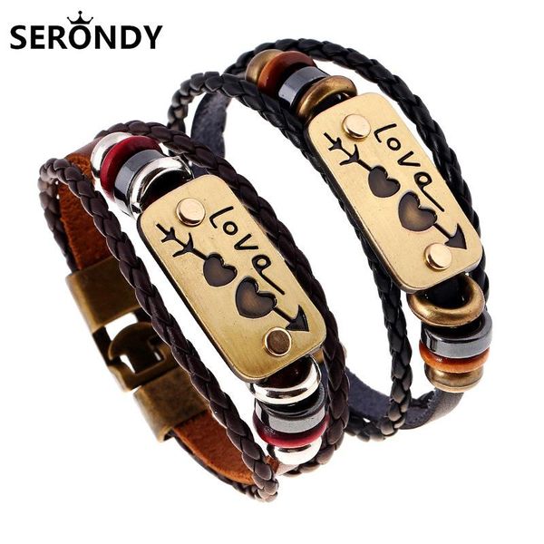 

alloy leather couple bracelets braided rope punk bracelet for women men friends gift 2021 trend jewelry accessories sl10687 charm, Golden;silver