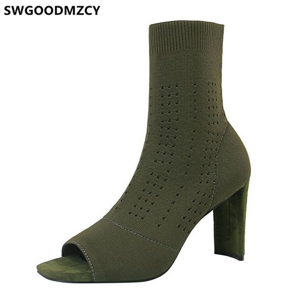 

boots open toe socks designer women luxury bigtree shoes fetish high heels fashion 2021, Black