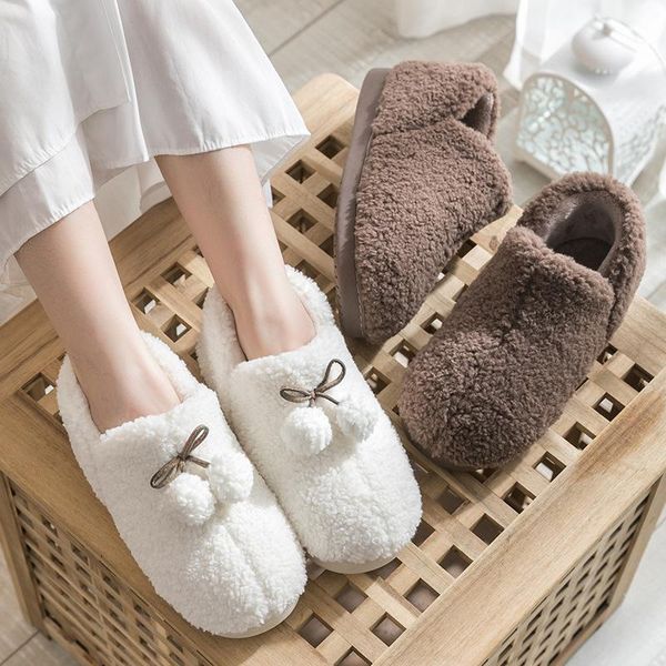 

slippers 2021 fashion autumn winter cotton house indoor warm shoes women cute plus plush for, Black