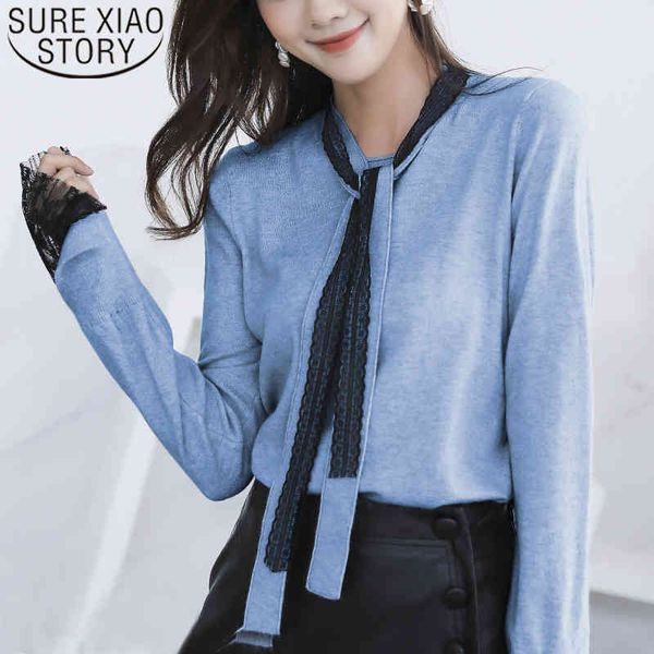 

fashion sweaters and pullovers ladies lace solid bow knit women korean sweater winter harajuku 6496 50 210415, White;black