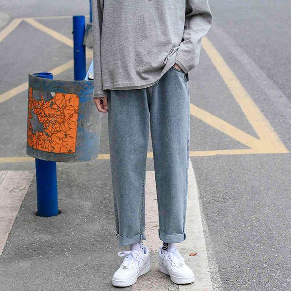 

men's jeans thickening baggy homme straight cargo pants loose blue color casual biker denim trousers edge size s-2xl 9obe