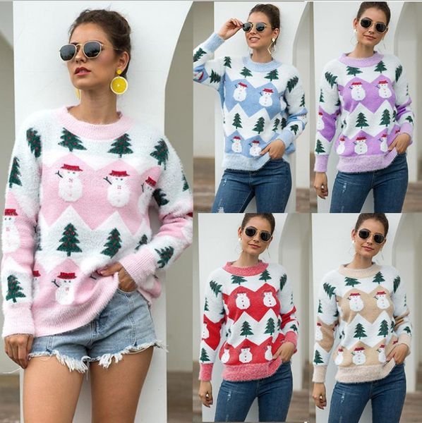 

fashion sweater style christmas tree snowman pullover, White;black