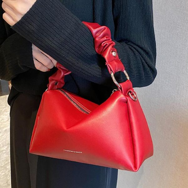 

evening bags pleated square tote bag 2021 fashion soft pu leather women's designer handbag shoulder messenger purses