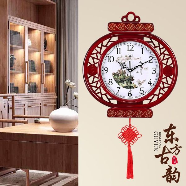 

wooden personality red wall clock chinese atmosphere vintage large living room reloj de pared home decoration ef50wc clocks
