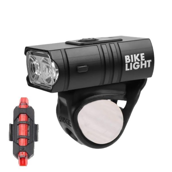 

rechargeable waterproof t6 led mtb mountain bike front headlight + rear taillight bicycle warning lights