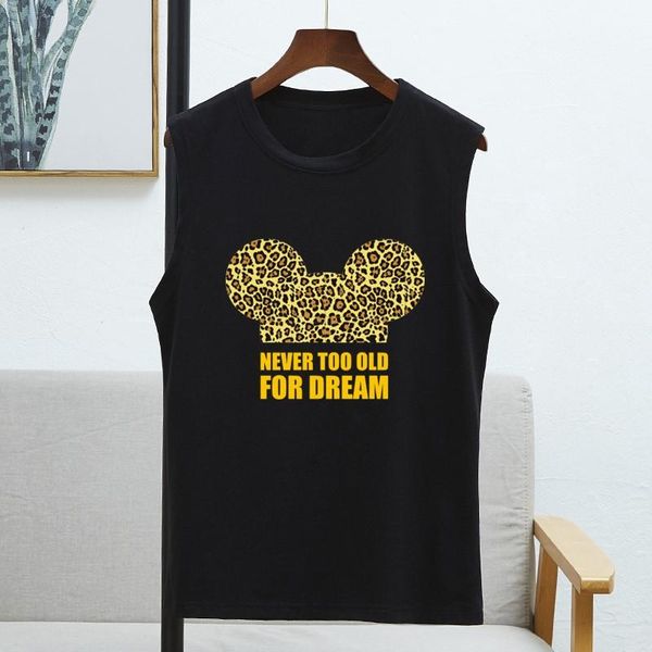 

women's t-shirt print gold letter leapord mouse for women summer 2021 sleeveless 8 colors graphic t shirts woman streetwear ladies, White
