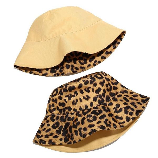 

beanies trendy double-sided leopard print fisherman hat bucket outdoor travel leisure multifunctional sun