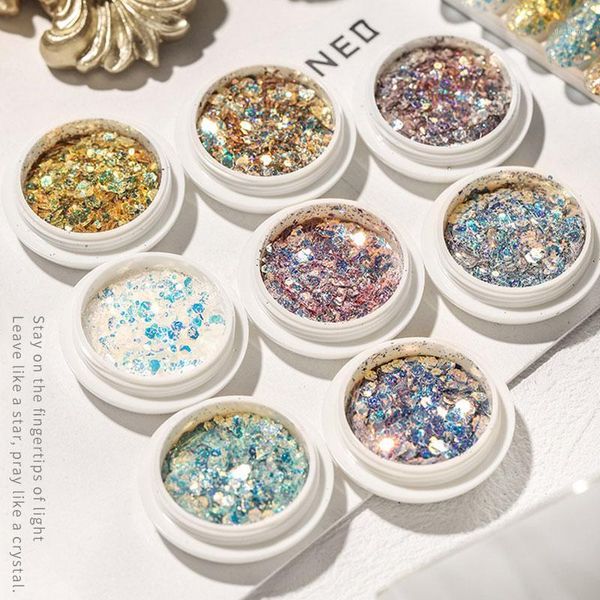 

sequined nail decals art gradient glitter potherapy crystal extended 8 colors decorations1, Silver;gold