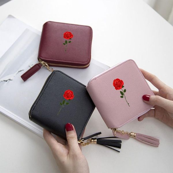 

wallets payton moormeier printing purse tassel wallet ladies style mini social media stars accessories short zipper lady, Red;black