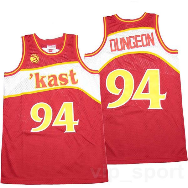 Moive OutKast X BR Remix 94 Dungeon Jersey Masculino Basquete Vintage Respirável Puro Algodão Pulôver Team Away Red Retro Sport Uniforme Top Quality On Sale