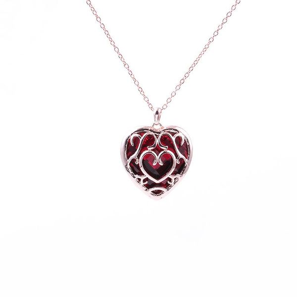 

pendant necklaces fashion game jewelry the legend of zeldas red heart crystal necklace for women girls gift, Silver