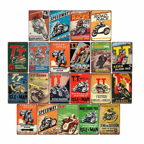 

metal painting retro isle of man tin signs vintage motorcycles poster races plaque pub bar garage wall art decor 20x30cm