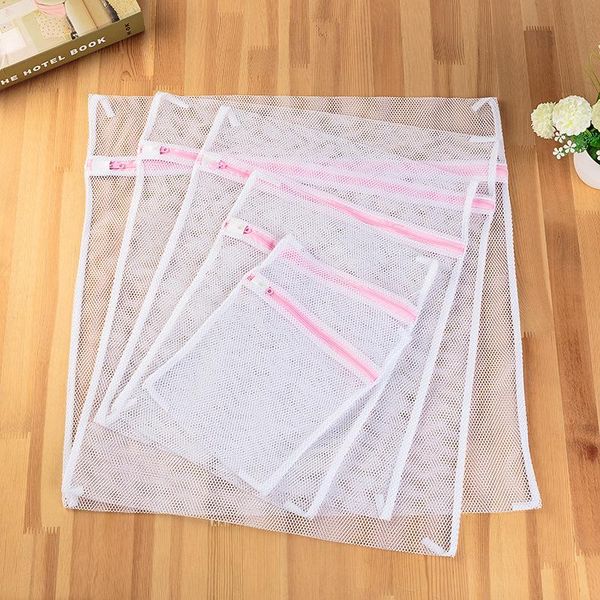 

laundry bags 5pcs/set white coarse mesh for washing machines lingerie wash modern pet+pe polyester bag