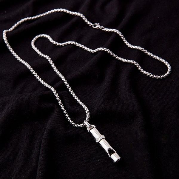 

pendant necklaces whistle simple advanced tide necklace silver color stainless steel chain for men women punk rave gift jewelry