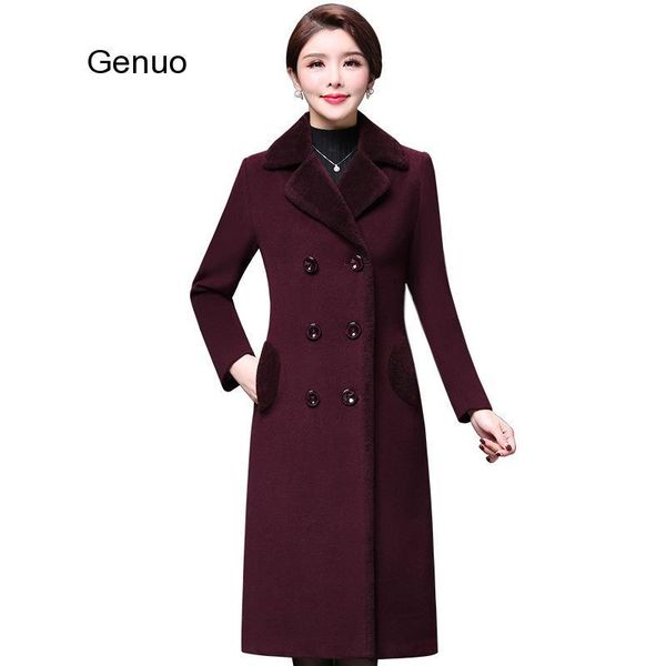 

women's wool & blends m-5xl casaco feminine 2021 abrigos muser autumn wide cashmere woollens outerwear female coat winter solid coats, Black
