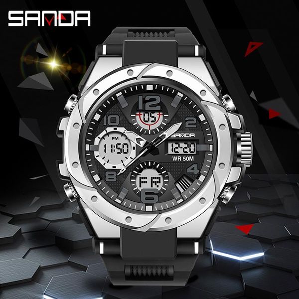 

wristwatches sanad men's watches sports wristwatch 5atm waterproof quartz watch men s clock man relogio masculino 600, Slivery;brown