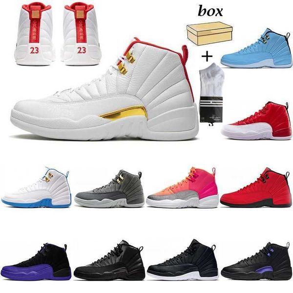 

witn box men 12 12s basketball shoes university yellow white grey the master cny dark concord athletic mens trainers sports sneakers