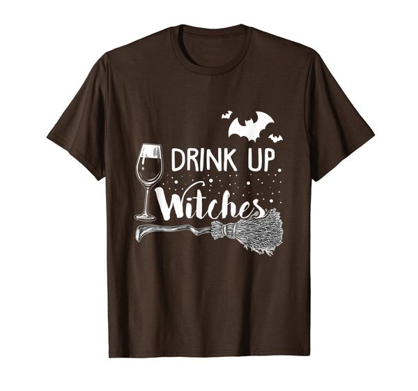 

Drink Up Witches Womens Scary Spooky Bat Broomstick Wine T-Shirt, Mainly pictures