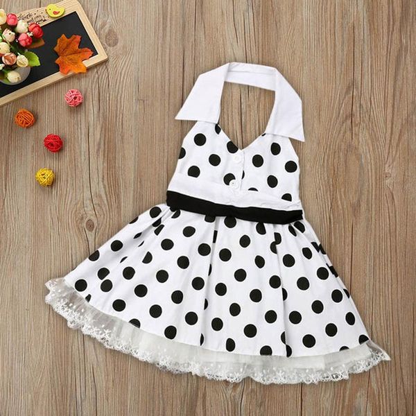 

summer dresses toddler fashion baby girls polka dots lace princess sleeveless wedding dress buttons outfits clothes girl's, Red;yellow