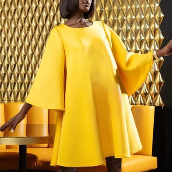 

casual dresses holiday dress women a-line sundress vonda 2021 spring autumn solid color loose vestido oversized robe femme, Black;gray