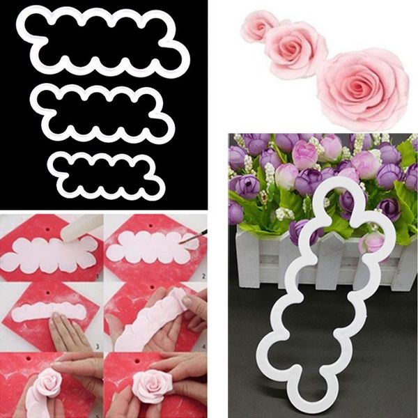 

baking & pastry tools 3 piece/set silicone 3d rose flower fondant cake chocolate sugarcraft mould mold decor tool