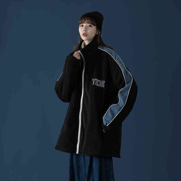 

zx105c19w35-p90-2021 autumn and winter new sports male female students zipper casual sweater cardigan coat, Black;brown