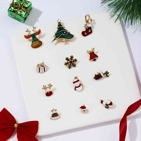 

christmas brooch set cartoon christmas tree drop oil lovely clothing accessories