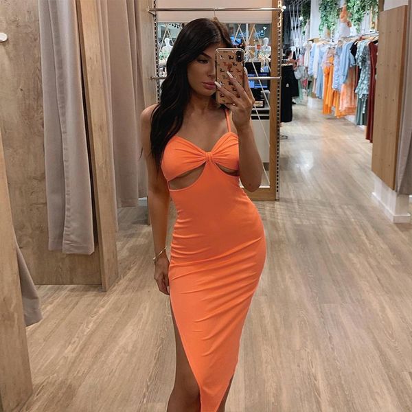 

boutique dress 2021 summer women's open backpack hip split suspender long skirt, Black;gray