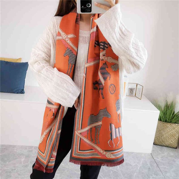 

70% off design scarf autumn and winter thickened warm cashmere blended scarf women's winter cashmere imitation women's air conditi, Blue;gray