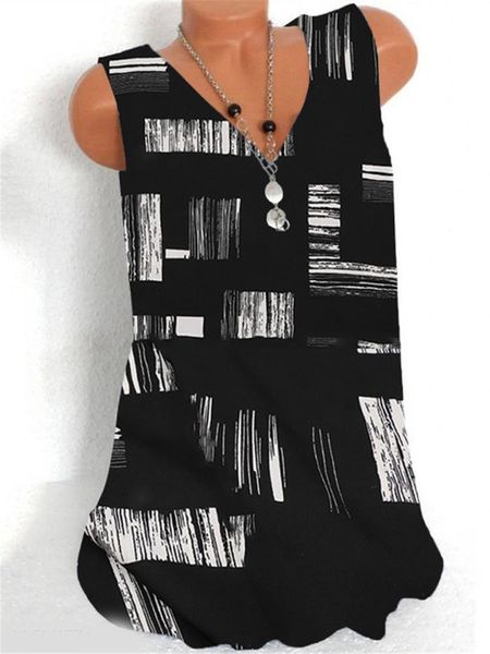 

fashion printing large size women v neck sleeveless vest casual, White
